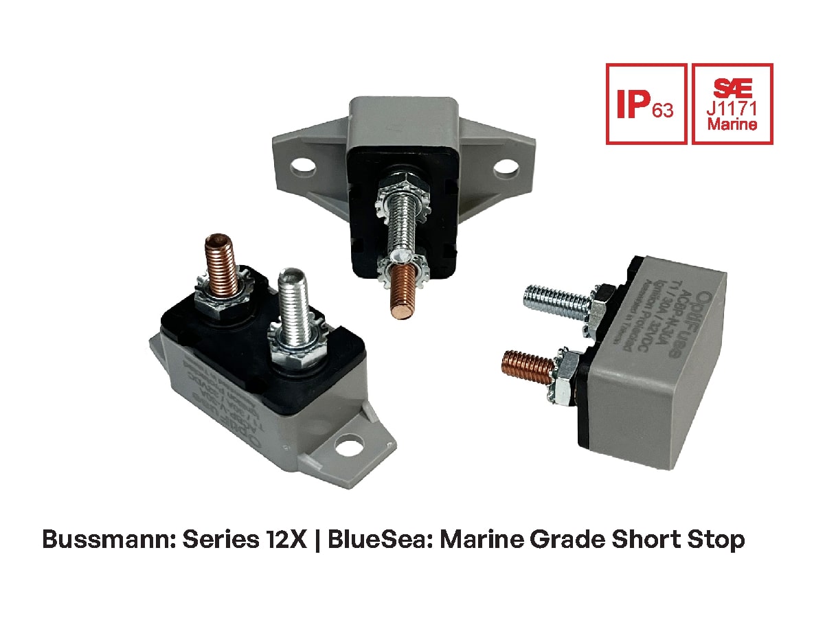 Marine Rated Shortstops. Bussmann: Series 12X, Blue Sea: Marine Grade Short Stop