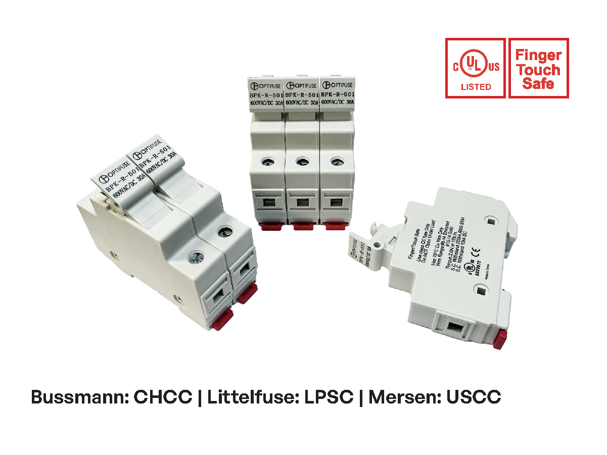 Class CC Fuse Blocks: Bussmann: CHCC, Littelfuse: LPSC, Mersen: USCC