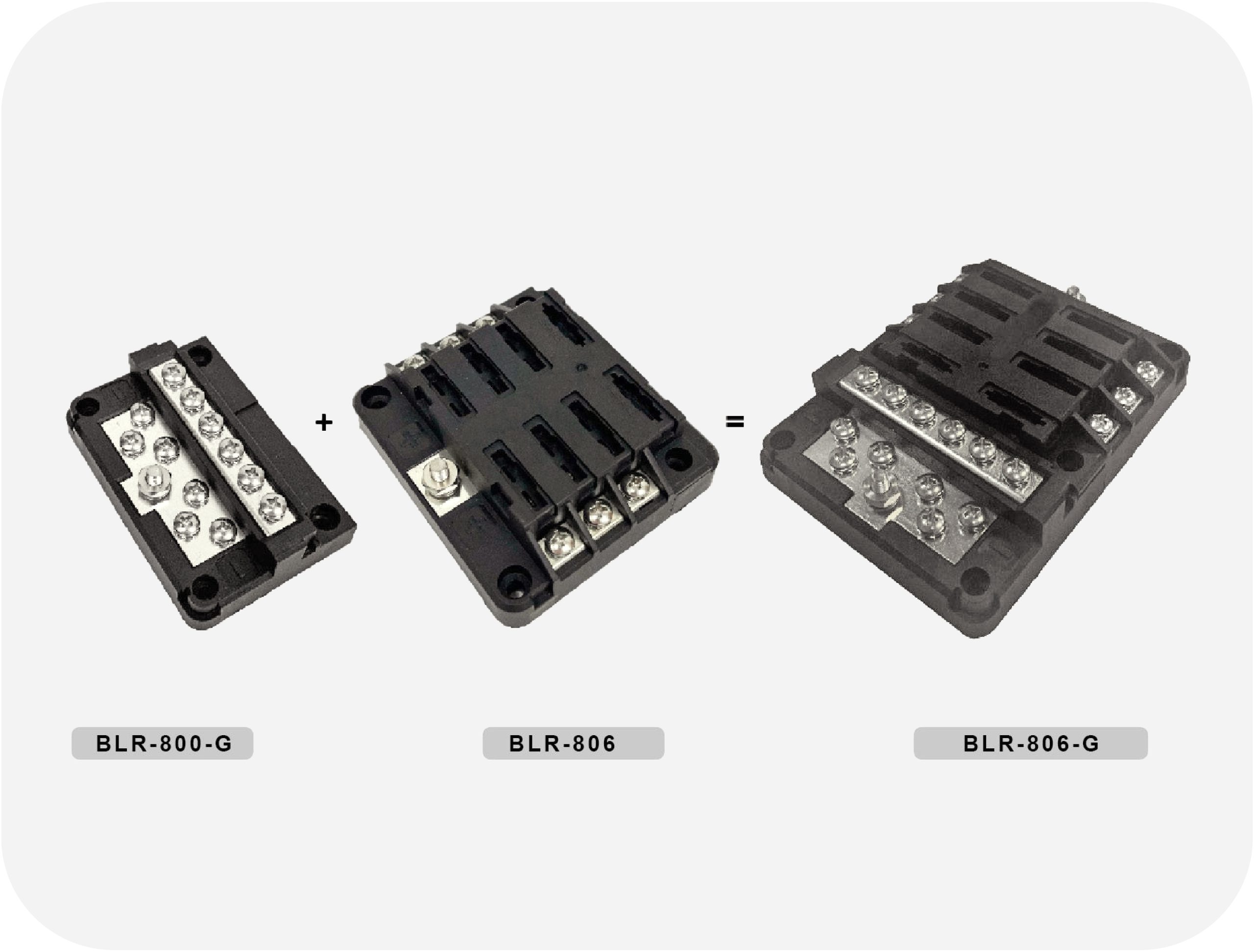 Creating a new blade fuse block with OptiFuse modular design: up to four configurations using two part numbers.
