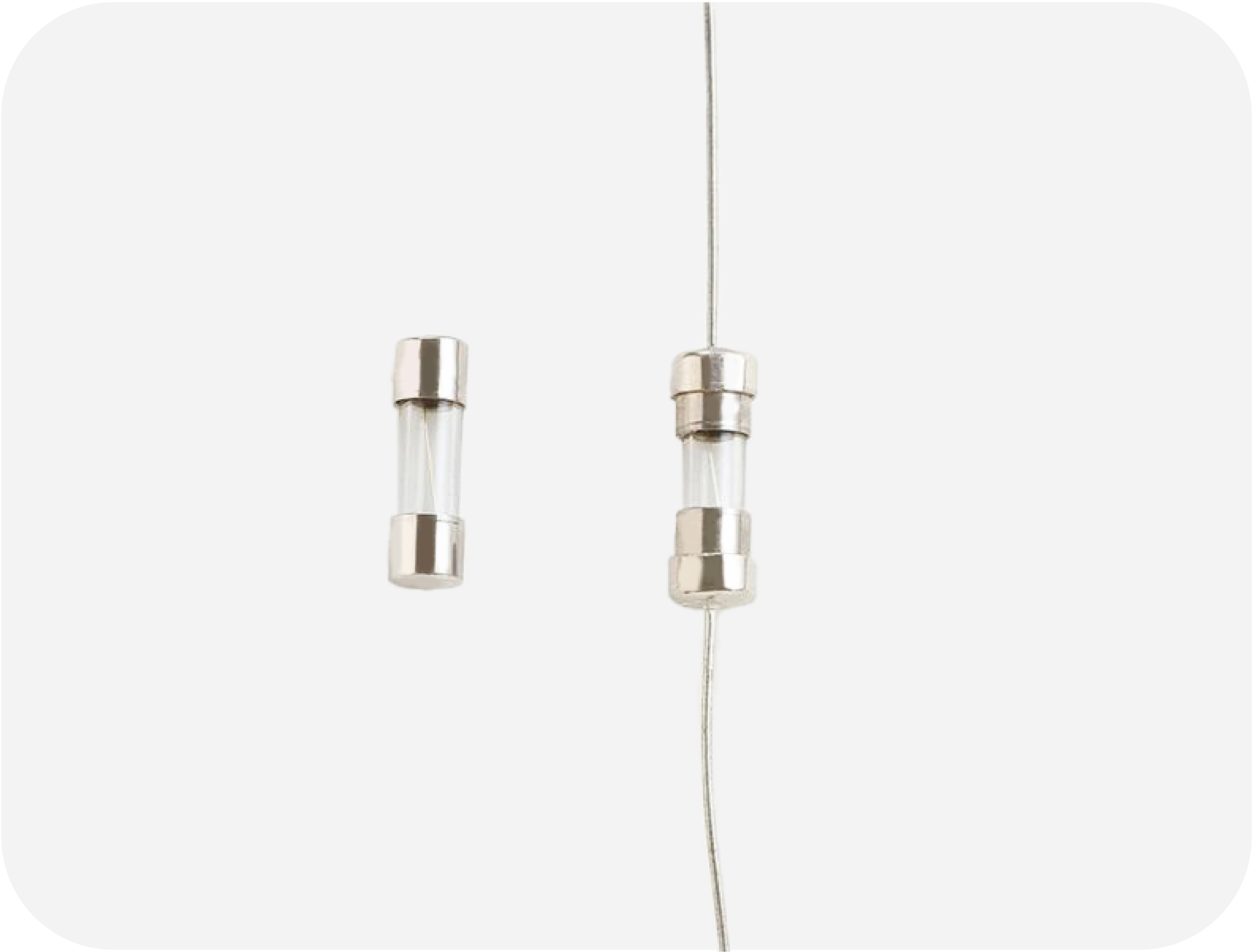 OptiFuse FSE 2AG (5x15mm) fast-acting glass cartridge fuse with clear body for visual inspection in AC circuits.