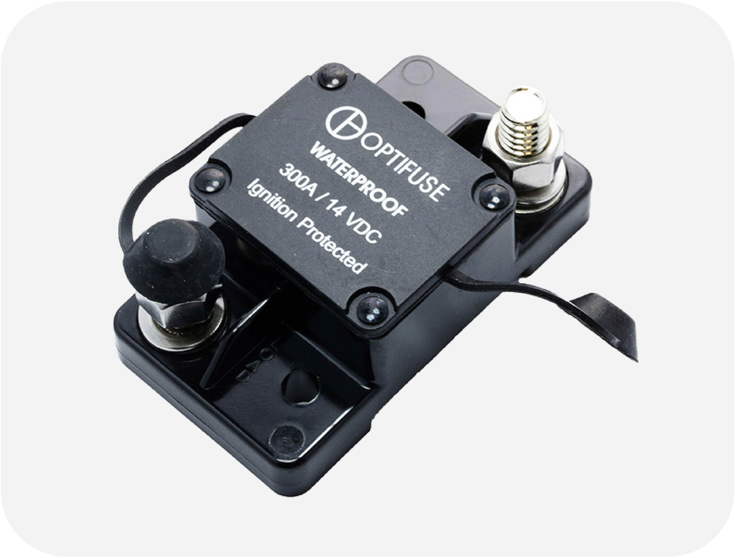 351 IP67 automatic reset high-amperage DC circuit breaker with 3/8-16 stud terminals