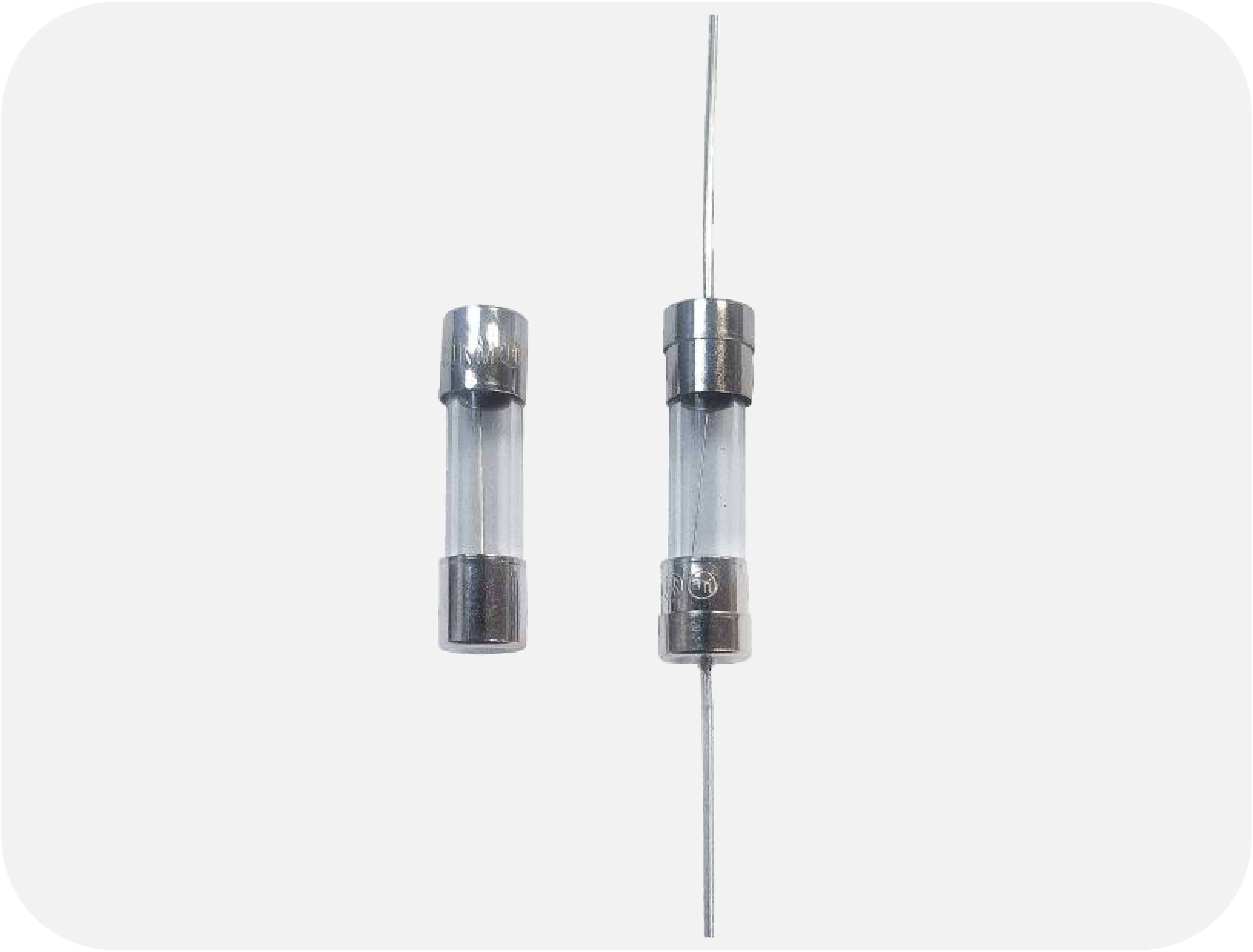 OptiFuse FSC and FSC-P 5 × 20 mm fast-acting glass fuses with clear body and optional axial leads for sensitive circuit protection