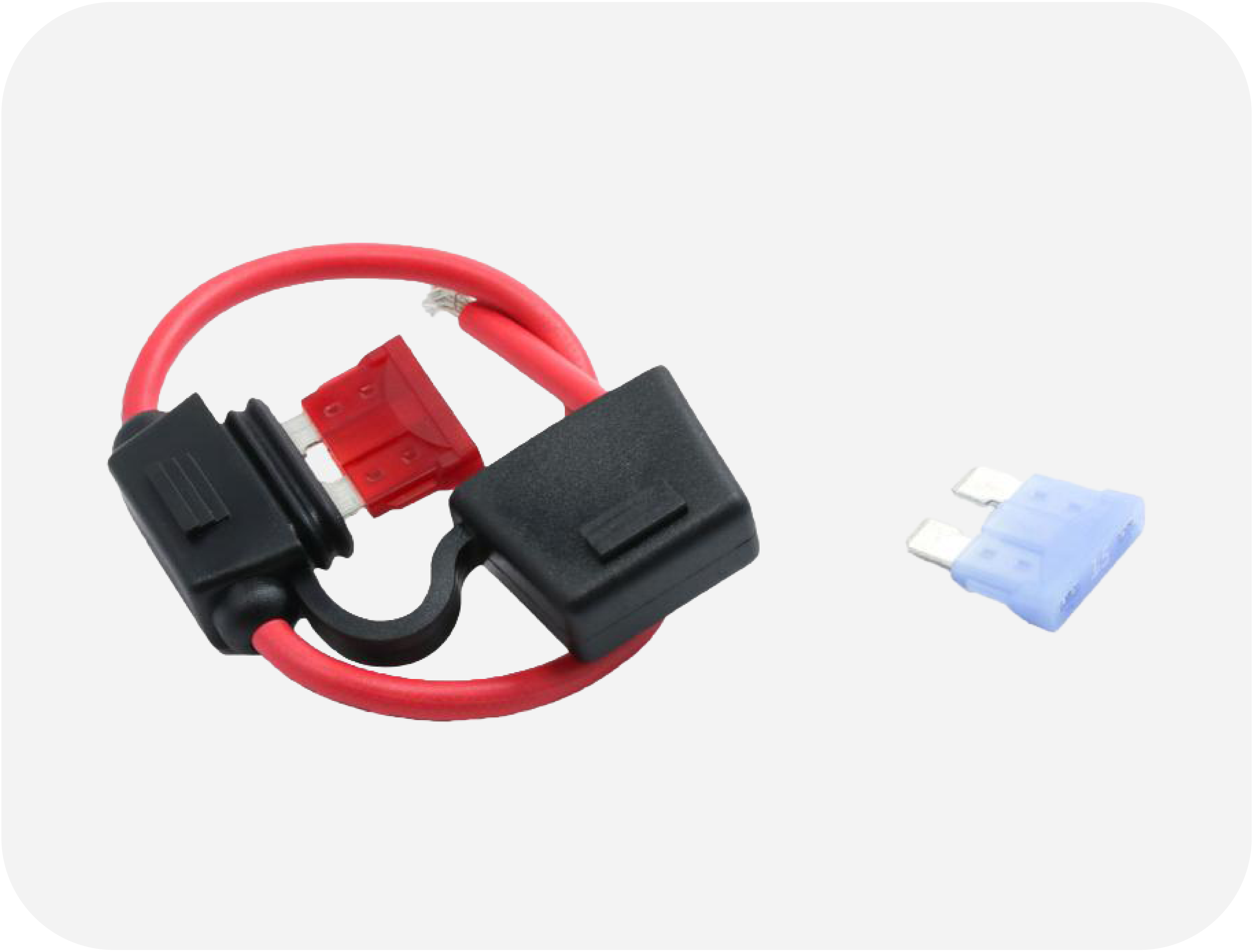 OptiFuse LPR-02 IP67 sealed in-line ATO/ATC blade fuse holder with snap-on cover for vehicle accessory wiring