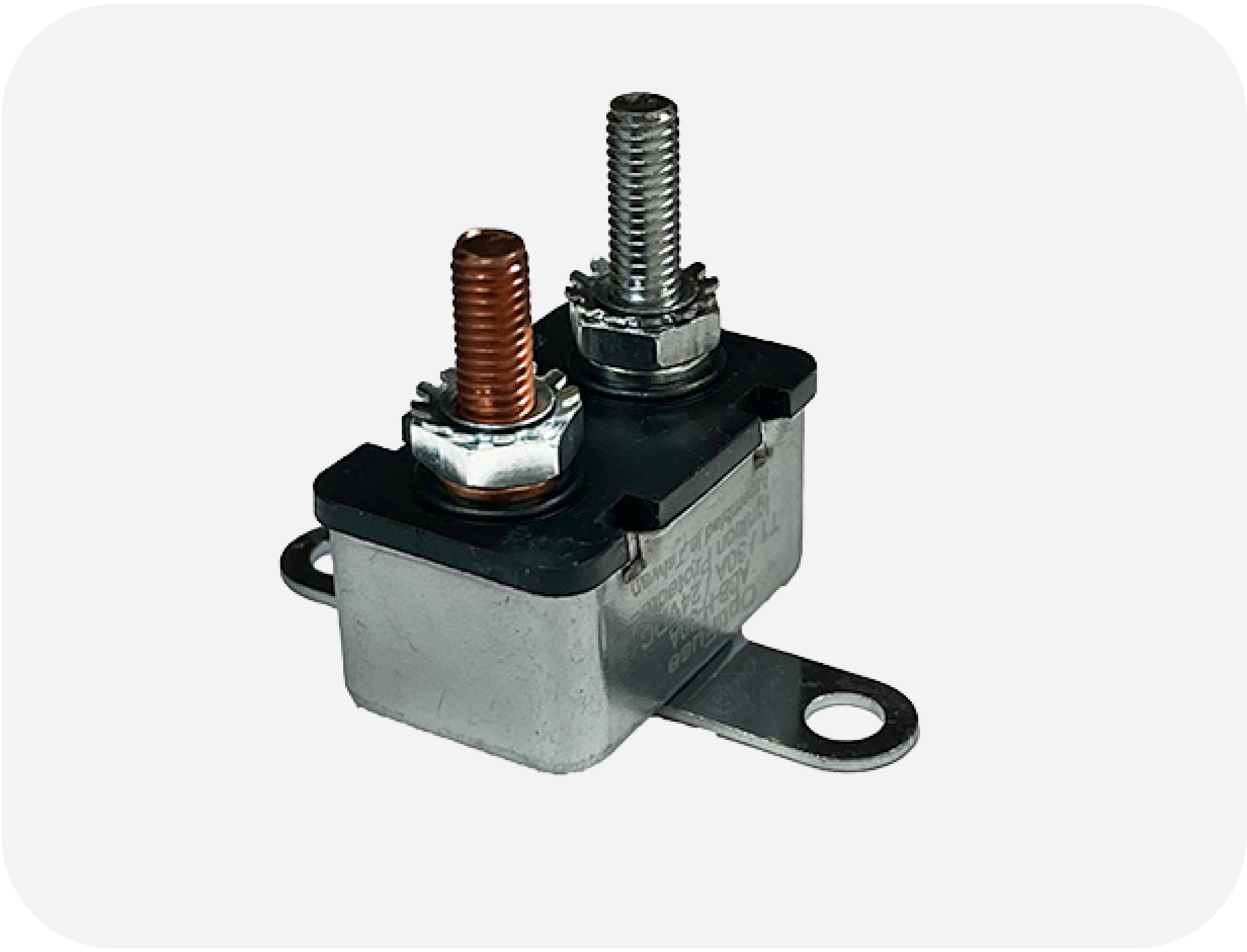 OptiFuse ACB-H shortstop-style automatic-reset circuit breaker with horizontal mounting bracket.